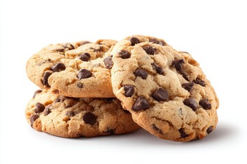 Cookies separated on a white backdrop with cut out path