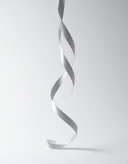 Silver Ribbon Spiral on White Background
