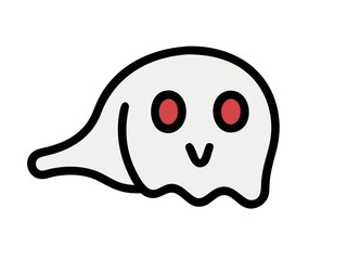 Obraz premium Cute, Sad Ghost Illustration Perfect for Halloween Designs . A simple, cartoonish illustration of a sad ghost. 