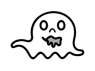 Fototapeta premium Cute, Sad Ghost Illustration Perfect for Halloween Designs . A simple, cartoonish illustration of a sad ghost. 