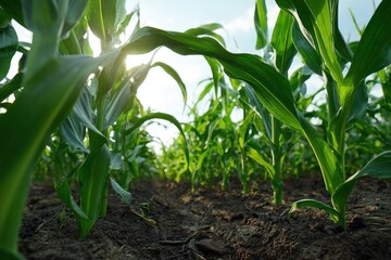 Fototapeta premium Corn in a farm s development stage