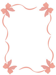 Light and delicate frame made of ribbons and bows for decoration and design