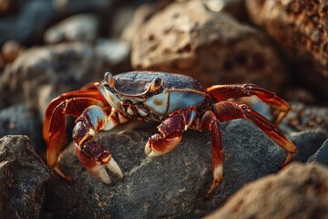 crab on rock at shoreline