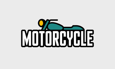 Stylized Teal Motorcycle Icon with Bold White "MOTORCYCLE" Text Below