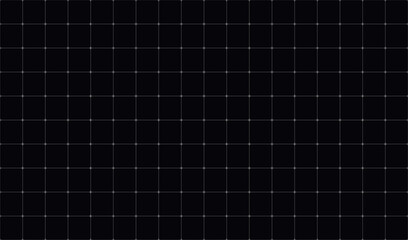 Black squared grid texture, graph paper, technical paper. Vector blank dark sheet pattern with lines and dots