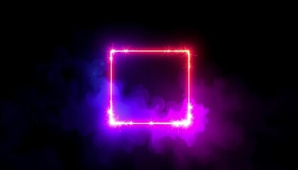 Glowing square portal, sparking, smoky, dark background,  vibrant,  smoke