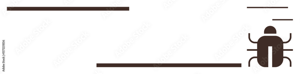 Poster simplistic bug icon surrounded by horizontal lines for balance and clarity. ideal for technology, de