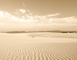 Naklejka premium Sepia Desert Landscape with Rolling Sand Dunes