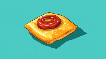 Savory snack,  yellow pastry, red sauce