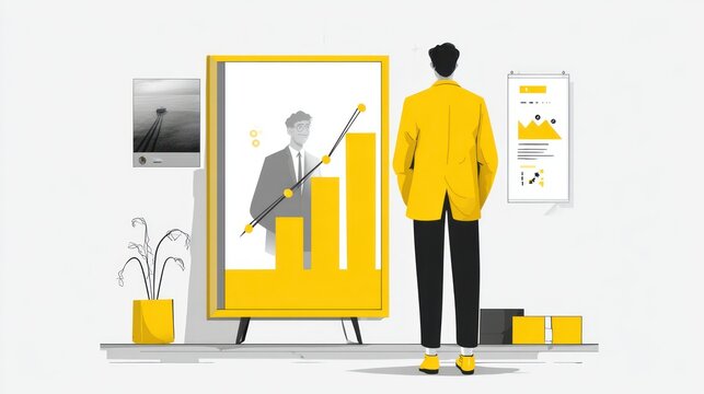Businessman, growth, and reflection