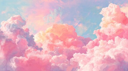 Fototapeta premium Beautiful Pink Cloudscape with Soft Pastel Sky