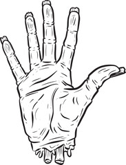 Cartoon Zombie Undead Rotten Hand Creating a Symbol Illustration