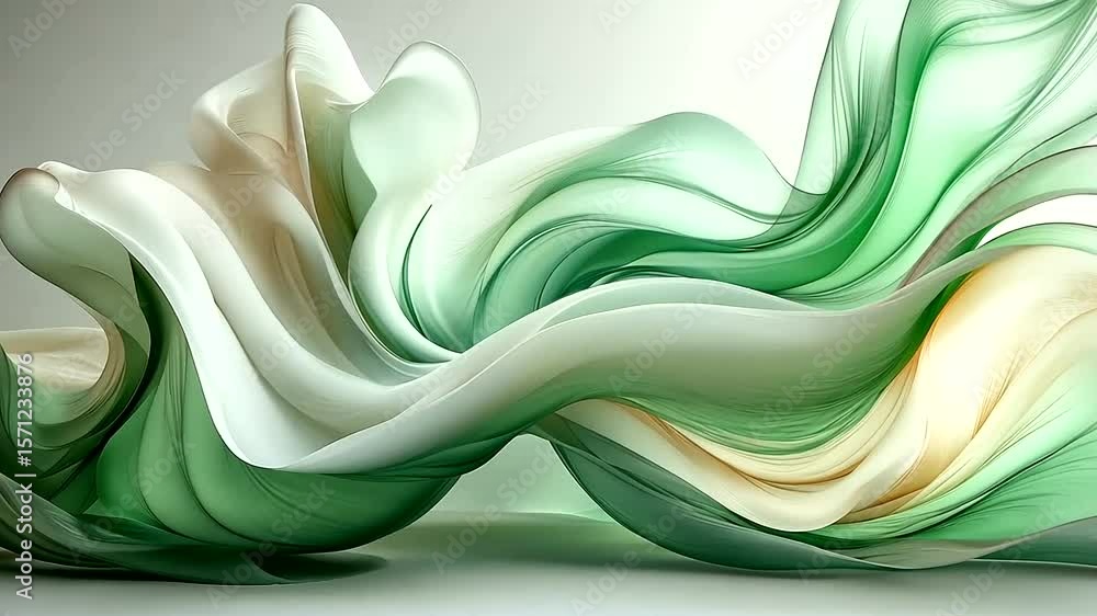 Wall mural elegant abstract wave background in green and white for modern design projects