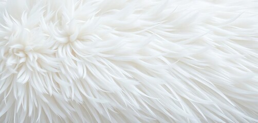 Fototapeta premium Close-up of fluffy white synthetic fur texture, fluffy texture, artificial fur