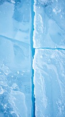Blue Ice Texture with Crack: Winter Frozen Background