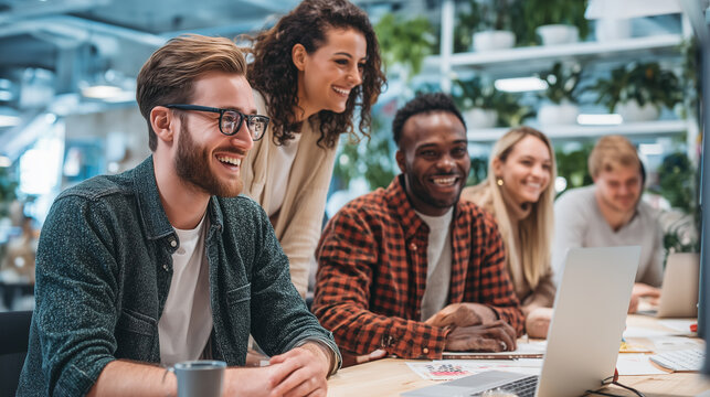 Smiling Business Team in a Collaborative Office – Generative AI