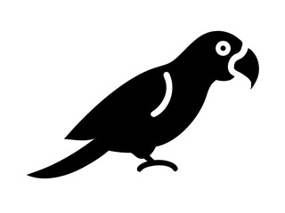 Obraz premium Simple black and white silhouette of a parrot. A clean, stylized silhouette of a parrot against a plain white background.