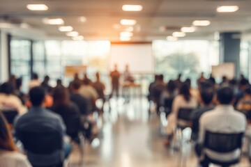 Vague figures attending a seminar focused on learning or professional development