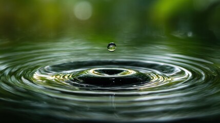 Water droplet impact on still water, creating ripples (1)