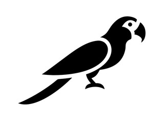 Obraz premium Simple black and white silhouette of a parrot. A clean, stylized silhouette of a parrot against a plain white background.