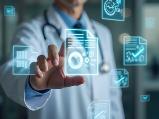 Digital Healthcare Records: Doctor Interacting with Patient Data