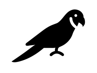 Fototapeta premium Simple black and white silhouette of a parrot. A clean, stylized silhouette of a parrot against a plain white background.