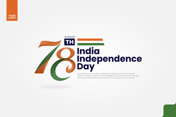 India’s 78th Independence Anniversary Logotype with Tricolor Ribbon and Bold Typography