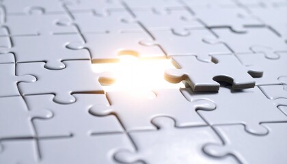 Getting knowledge and solving problem. Logical idea concept. Connecting last jigsaw puzzle piece.
