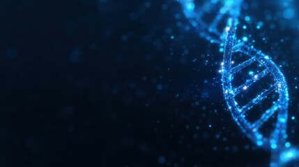 A blue and white DNA strand with a blue background