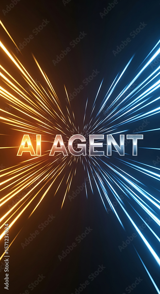 Fototapete abstract illustration featuring ai agent text and glowing lines for futuristic design