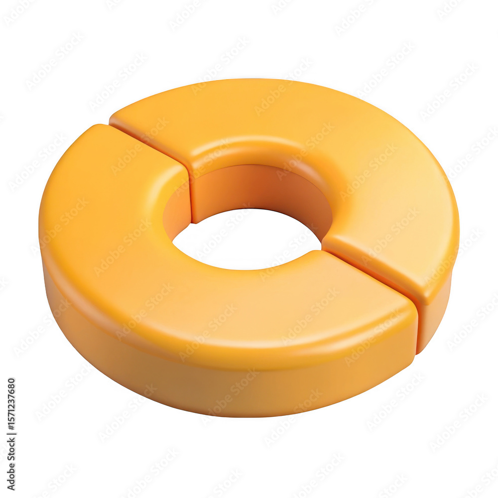 Poster 3d orange pie chart segment isolated on transparent background