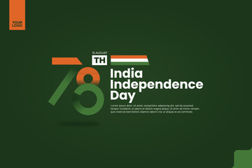 India’s 78th Independence Anniversary Logotype with Tricolor Ribbon and Bold Typography