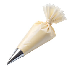 Pastry piping bag with metal tip for cake decorating isolated on transparent background