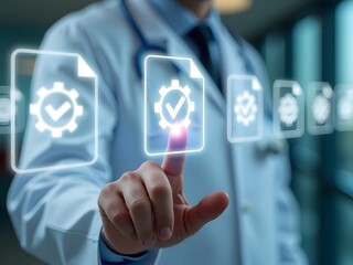 Health Data Management Doctor Accessing Secure Medical Records