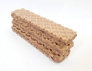 Chocolate wafer on white background