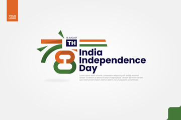 India’s 78th Independence Anniversary Logotype with Tricolor Ribbon and Bold Typography