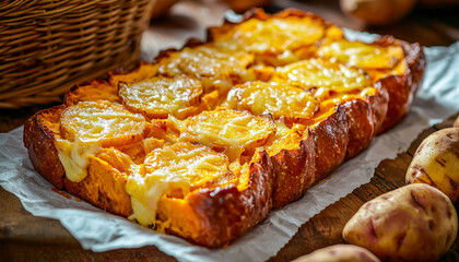 Savory cheesy potato bread casserole