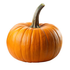Obraz premium Ripe orange pumpkin with natural stem isolated on transparent background