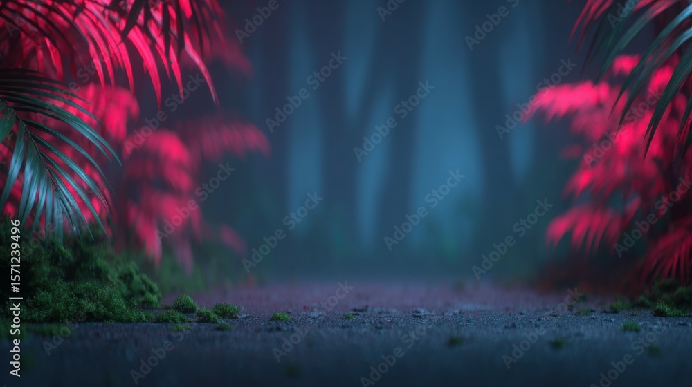Poster a forest scene with a path through it