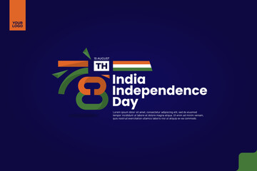 India’s 78th Independence Anniversary Logotype with Tricolor Ribbon and Bold Typography