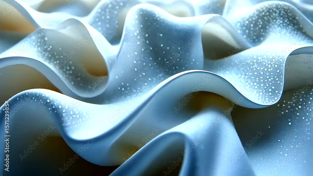 Wall mural elegant and abstract 3d animation with smooth wavy surfaces and delicate light refractions