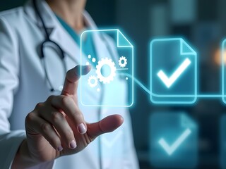 Paperless Hospital Doctor Working with Electronic Medical Files