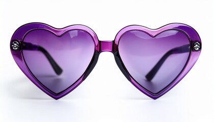 violet heart shaped sunglasses isolated photo