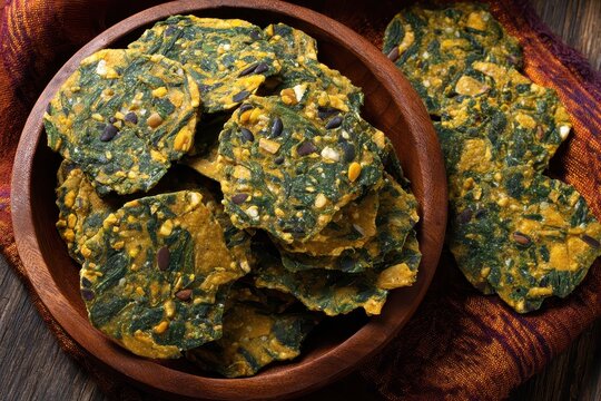 Fenugreek or spinach crackers are a popular snack in India
