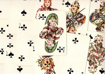 A montage of old playing cards from Russia.