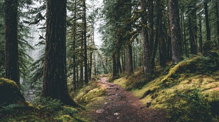 Fototapeta premium Misty forest path (1)