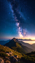 幻想的な星空の夜空