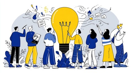 Diverse group admiring a bright idea