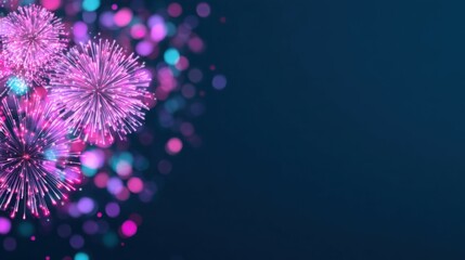 Fototapeta premium A blue background with fireworks in the foreground
