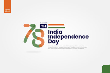 India’s 78th Independence Anniversary Logotype with Tricolor Ribbon and Bold Typography